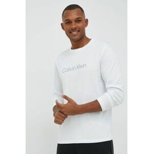 Tréningové tričko s dlhým rukávom Calvin Klein Performance biela farba, s potlačou