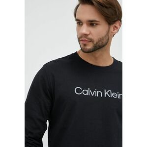 Tréningové tričko s dlhým rukávom Calvin Klein Performance čierna farba, s potlačou