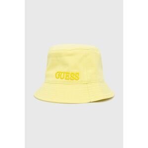 Bavlnený klobúk Guess žltá farba, bavlnený
