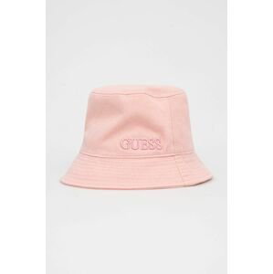 Bavlnený klobúk Guess ružová farba, bavlnený