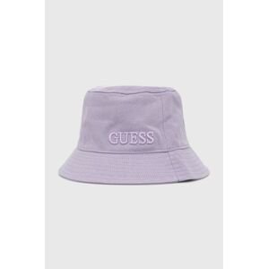 Bavlnený klobúk Guess fialová farba, bavlnený