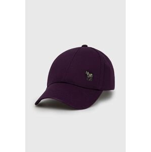 Bavlnená čiapka PS Paul Smith fialová farba, jednofarebná