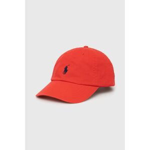 Bavlnená čiapka Polo Ralph Lauren červená farba, s nášivkou