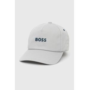 Bavlnená čiapka BOSS Boss Casual šedá farba, s nášivkou