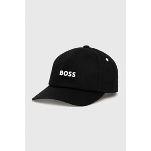 Bavlnená čiapka BOSS Boss Casual čierna farba, s nášivkou