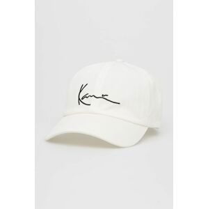 Bavlnená čiapka Karl Kani biela farba, s nášivkou