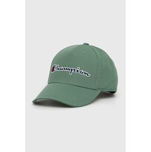 Bavlnená čiapka Champion 805550 zelená farba, s nášivkou