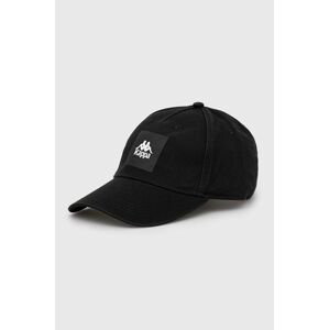 Bavlnená čiapka Kappa čierna farba, s potlačou