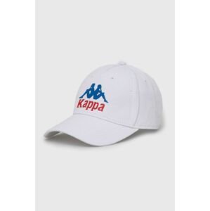 Bavlnená čiapka Kappa biela farba, s nášivkou