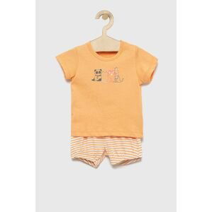 Detská bavlnená súprava United Colors of Benetton oranžová farba