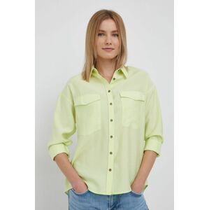 Košeľa Pepe Jeans Lenora dámska, zelená farba, voľný strih, s klasickým golierom
