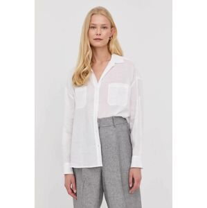Košeľa MAX&Co. dámska, biela farba, voľný strih, s klasickým golierom