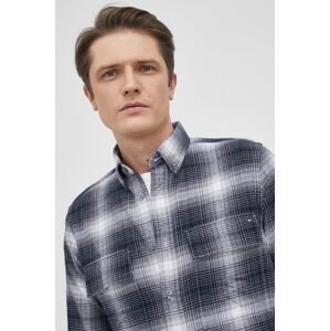 Bavlnená košeľa Tommy Hilfiger pánska, tmavomodrá farba, regular, s golierom button-down