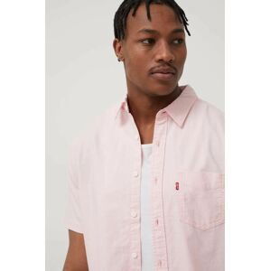 Bavlnená košeľa Levi's pánska, ružová farba, regular, s klasickým golierom