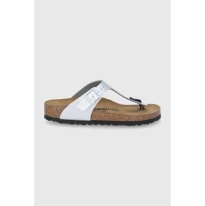 Žabky Birkenstock Gizeh 43853.Gizeh-Silver, dámske, strieborná farba, na plochom podpätku