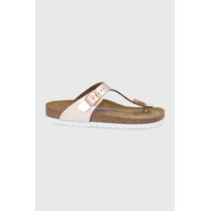 Kožené žabky Birkenstock Gizeh 1005049-met.copper, dámske, ružová farba, na plochom podpätku