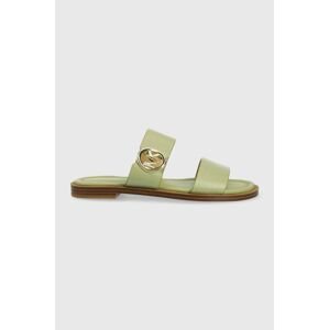 Kožené šľapky MICHAEL Michael Kors Summer Sandal dámske, zelená farba,