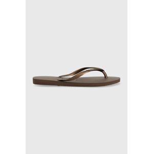 Žabky Havaianas Slim dámske, hnedá farba, na plochom podpätku