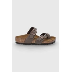 Semišové šľapky Birkenstock hnedá farba