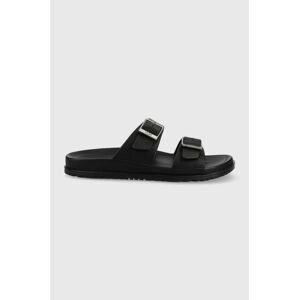 Kožené šľapky UGG Wainscott Buckle Slide 1119530.BLLE-BLLE, pánske, čierna farba