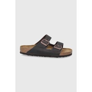 Kožené šľapky Birkenstock Arizona pánske, hnedá farba