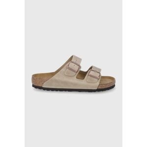 Kožené šľapky Birkenstock Arizona SFB pánske, béžová farba