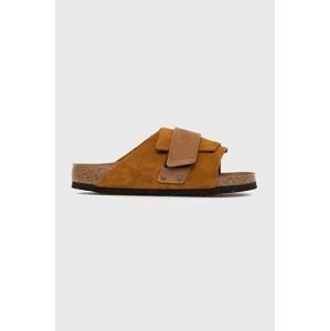 Semišové šľapky Birkenstock Kyoto pánske, hnedá farba