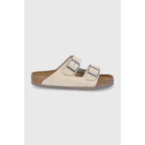 Kožené šľapky Birkenstock Arizona pánske, béžová farba