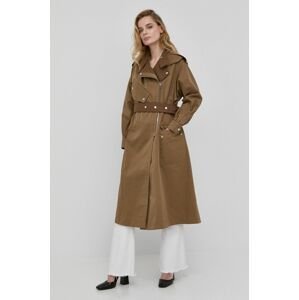Kabát Victoria Beckham dámsky, béžová farba, prechodný,