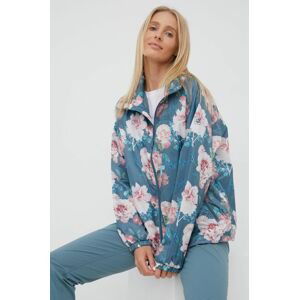 Vetrovka Jack Wolfskin Flower Blouson tyrkysová farba, prechodná, oversize