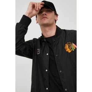 Bunda 47brand Mlb Chicago Blackhawks pánska, čierna farba, prechodná,