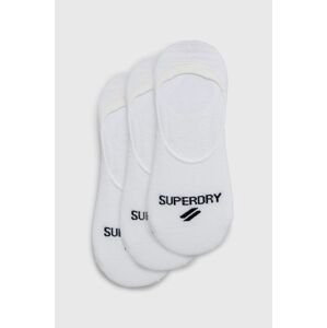 Ponožky Superdry (3-pak) dámske, biela farba