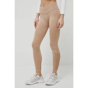 Tréningové legíny Calvin Klein Performance Seamless dámske, béžová farba, vzorované