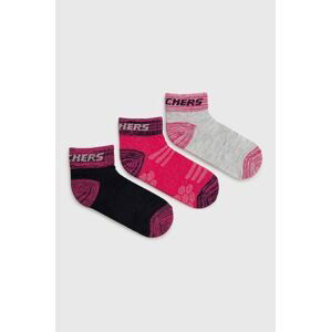 Detské ponožky Skechers 3-pak ružová farba