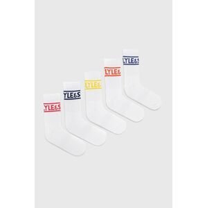 Ponožky Lyle & Scott Ray (5-pak) pánske, biela farba