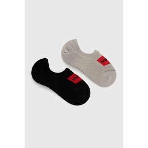Ponožky HUGO (2-pak) pánske, šedá farba