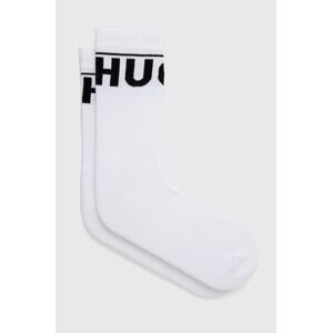 Ponožky HUGO (2-pak) pánske, biela farba