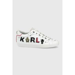 Kožená obuv Karl Lagerfeld SKOOL biela farba, KL60112
