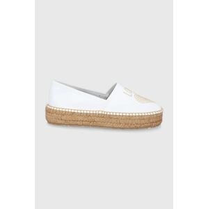 Kožené espadrilky Love Moschino biela farba, na platforme