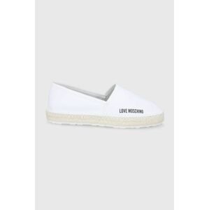 Kožené espadrilky Love Moschino biela farba, na platforme