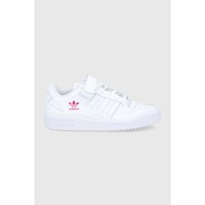 Kožená obuv adidas Originals G58001 biela farba, na plochom podpätku