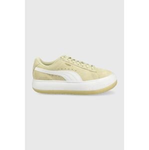 Kožené tenisky Puma Suede Mayu 38068612 zelená farba,