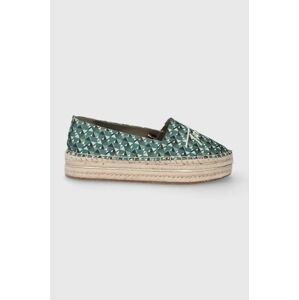 Espadrilky Tommy Hilfiger zelená farba, na platforme