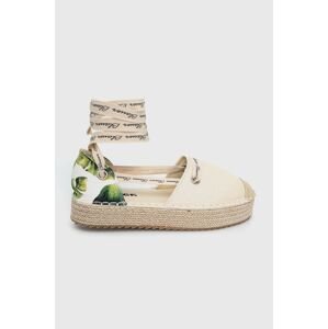 Espadrilky Blauer béžová farba, na platforme