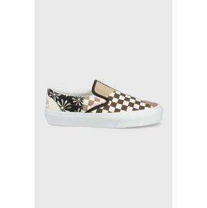 Tenisky Vans Ua Classic Slip-on Patchwork dámske, hnedá farba