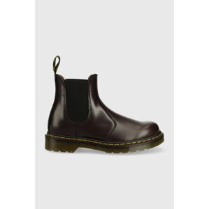 Kožené topánky chelsea Dr. Martens dámske, bordová farba, na plochom podpätku,