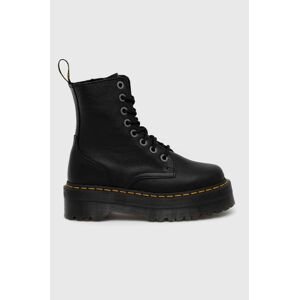 Kožené workery Dr. Martens dámske, čierna farba, na plochom podpätku,