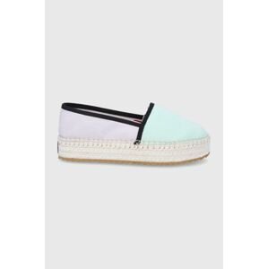 Espadrilky Tommy Jeans fialová farba, na platforme