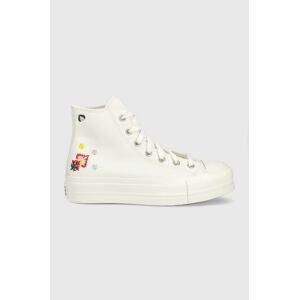 Tenisky Converse Chuck Taylor All Star Lift Hi dámske, biela farba