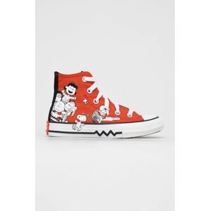 Detské tenisky Converse Peanuts Chuck Taylor All Star červená farba